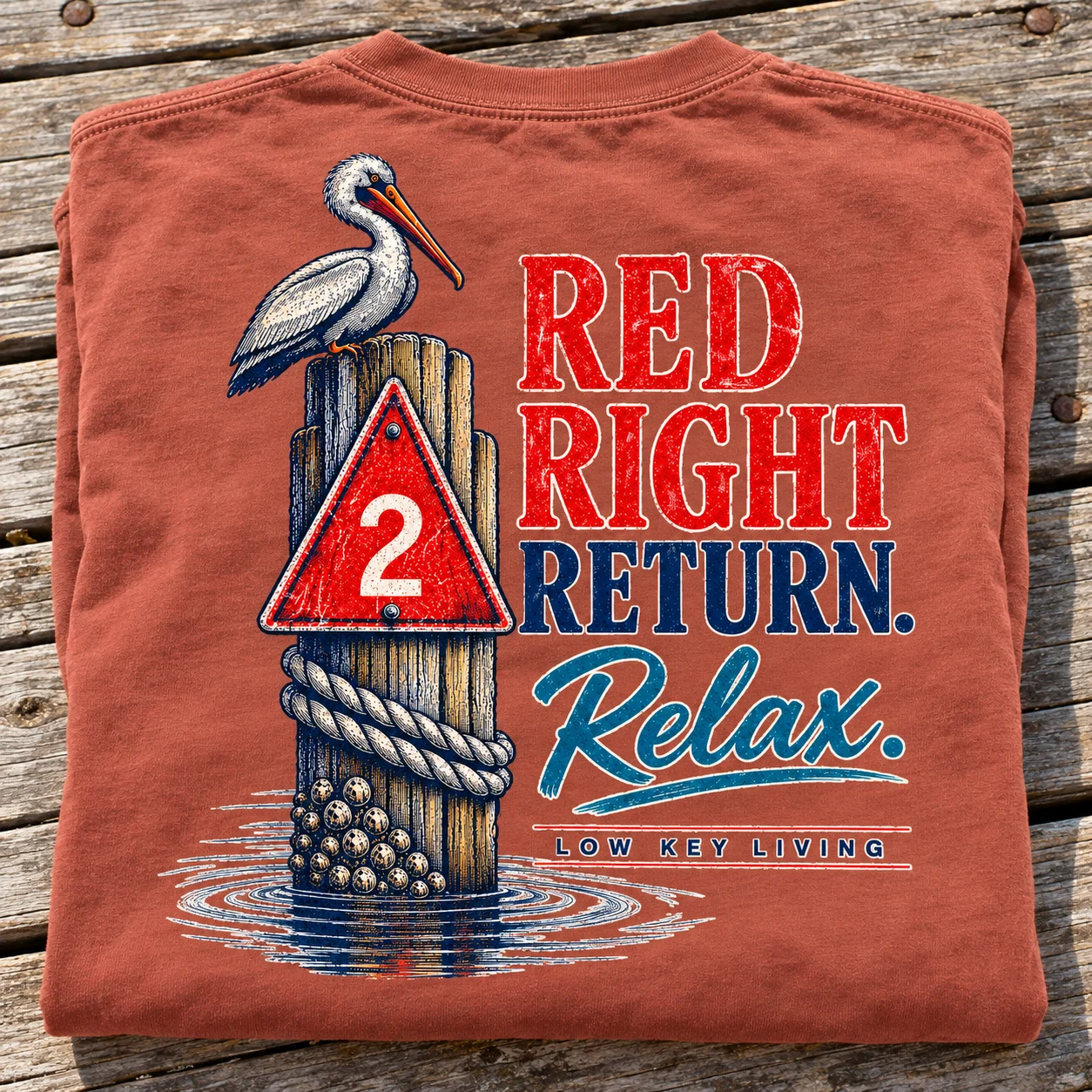Red Right Return. Relax. folded Terracotta cotton shirt