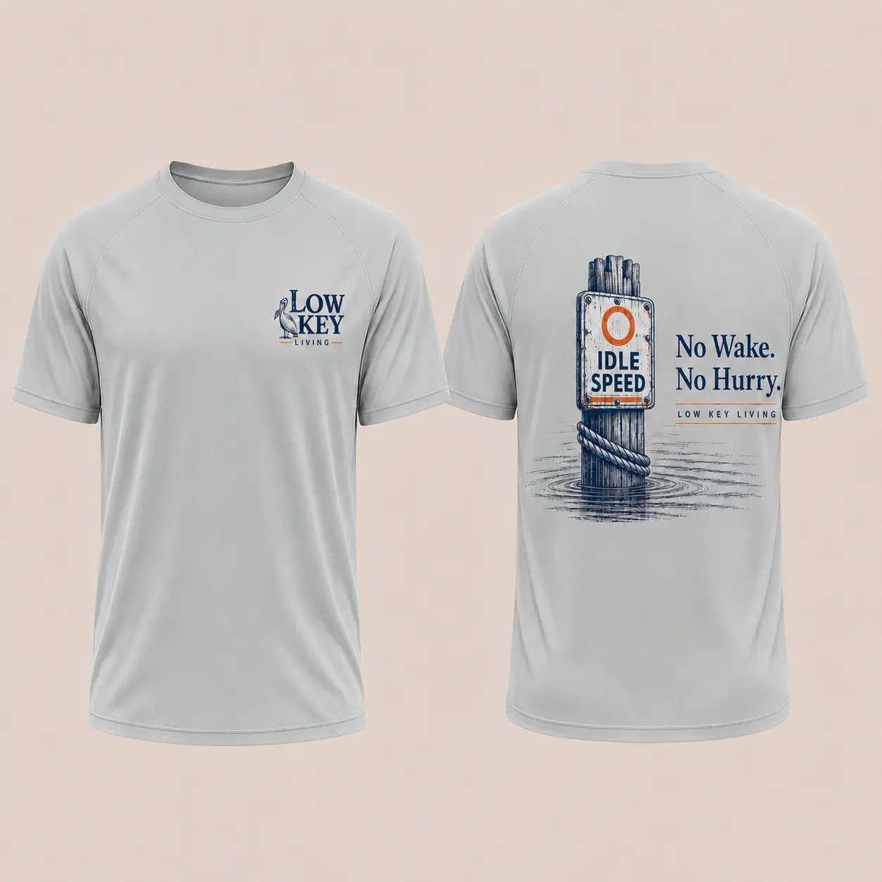 No Wake. No Hurry. short sleeve performance tee in Aluminum
