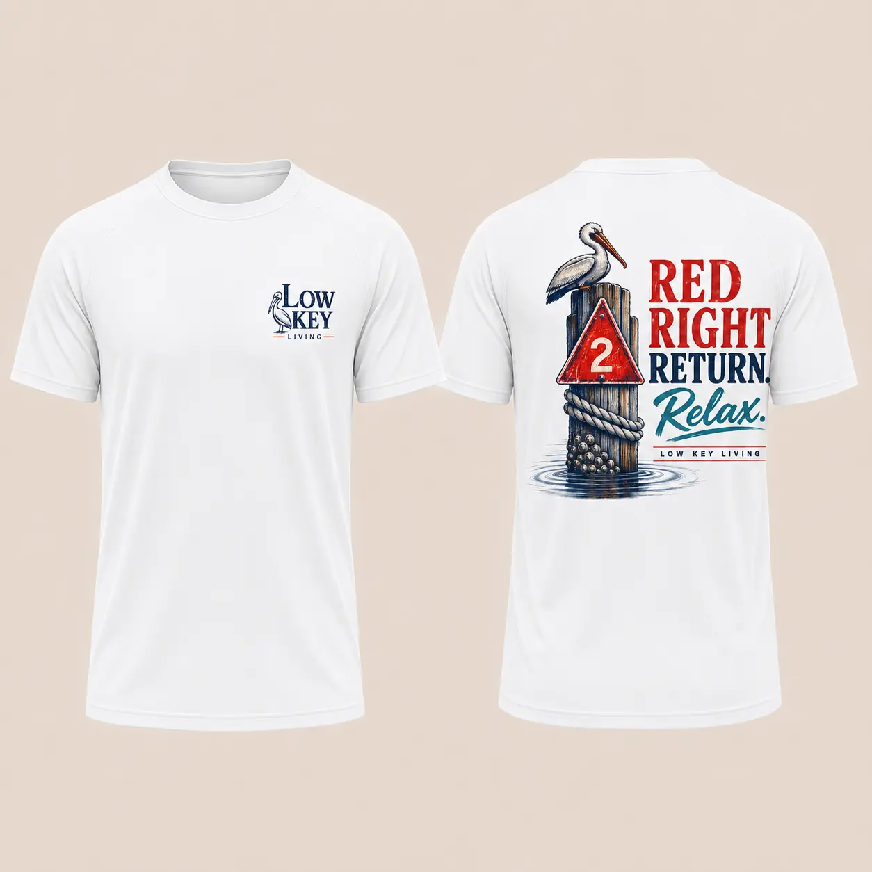 Red Right Return. Relax. short sleeve performance tee in White
