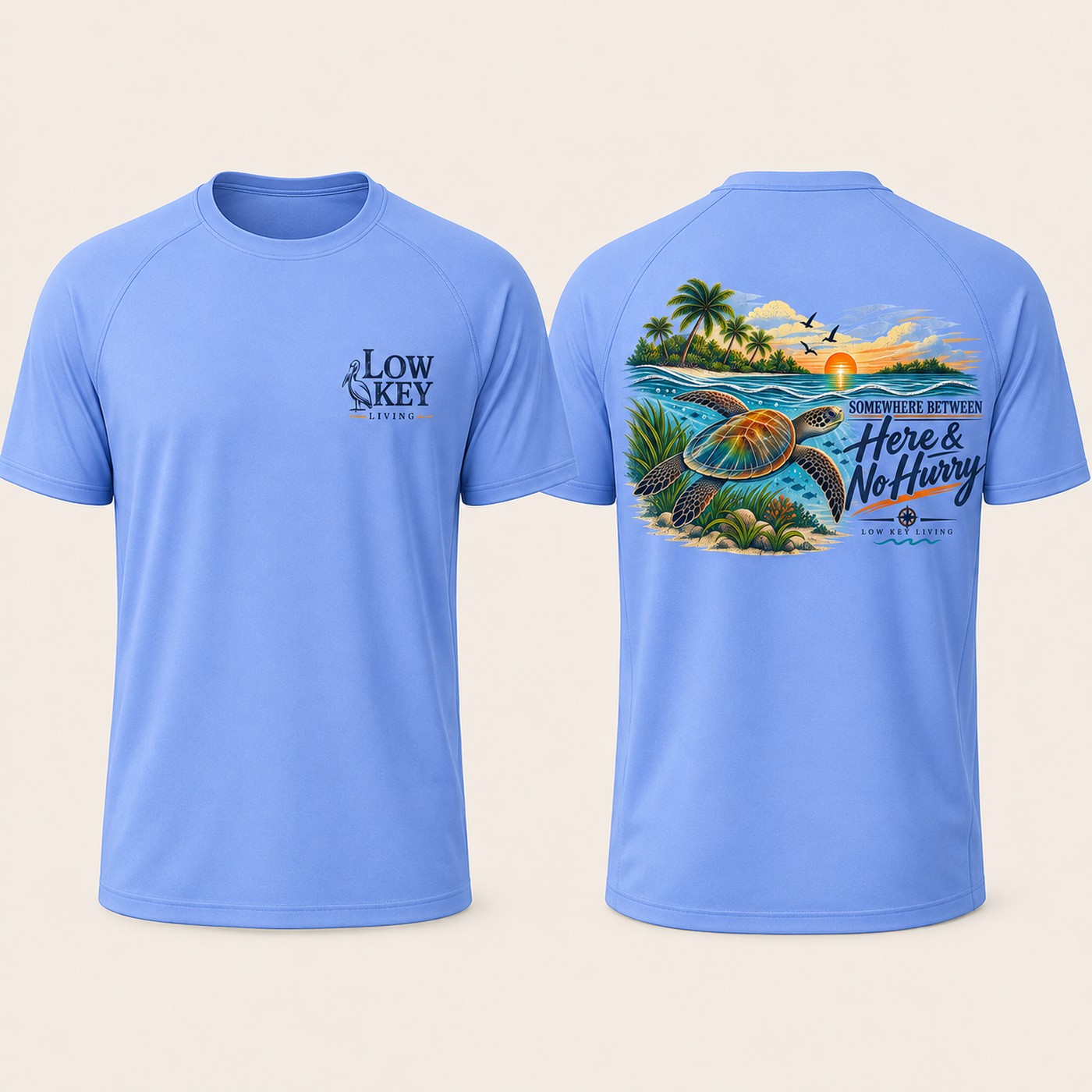 Somewhere Between Here and No Hurry short sleeve performance tee